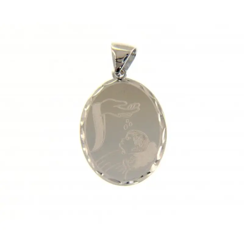 Medaglia Ciondolo da Battesimo Oro Bianco GL-SON221665