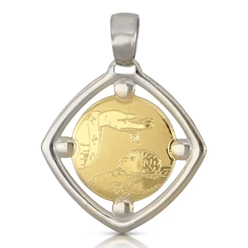 Medaglia Ciondolo da Battesimo Oro Giallo e Bianco 803321730247