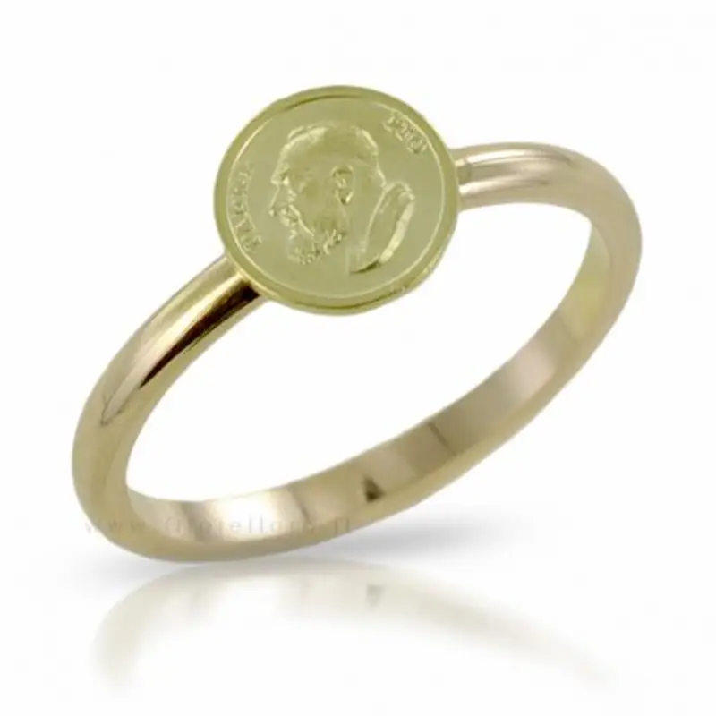 anello in oro giallo con medaglia padre pio