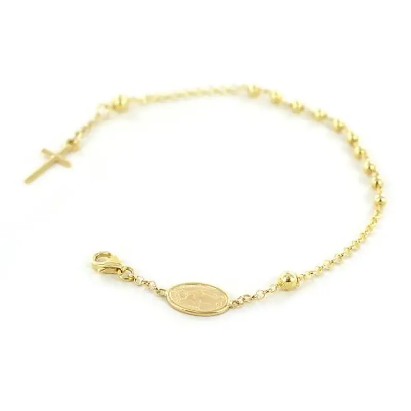 bracciale rosario in oro giallo con madonna miracolosa