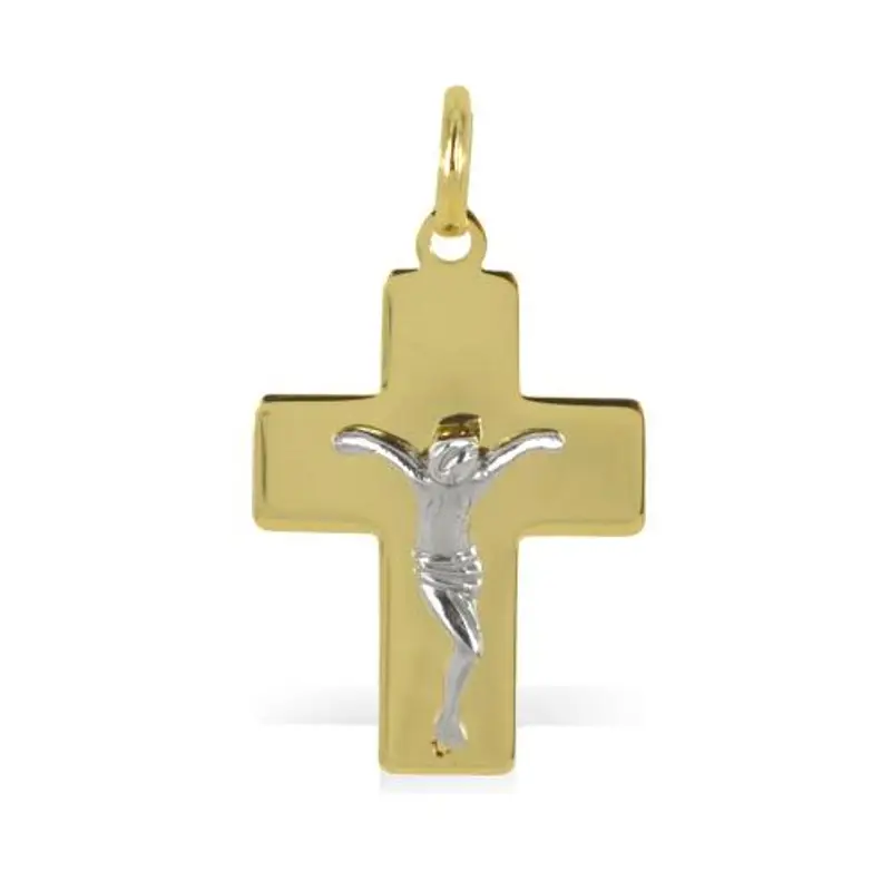 ciondolo croce a lastra con crocefisso moderno medio