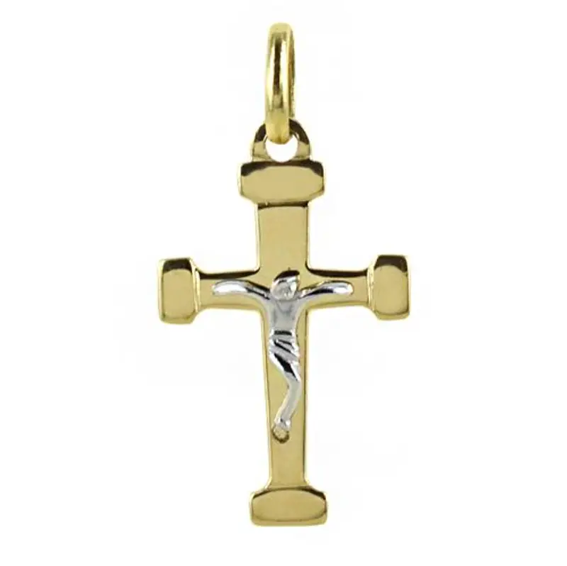 ciondolo crocefisso piccolo in oro giallo e bianco