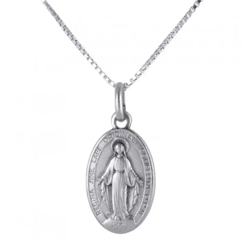 collana con medaglia madonna miracolosa media in argento 16x11 mm