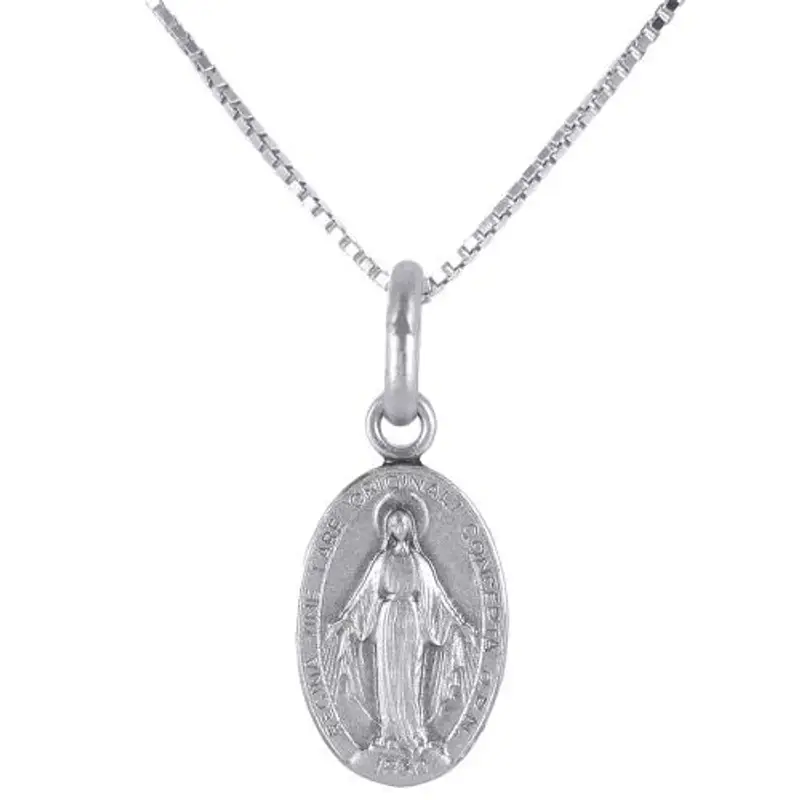 collana con medaglia madonna miracolosa piccola in argento 12x 8 mm