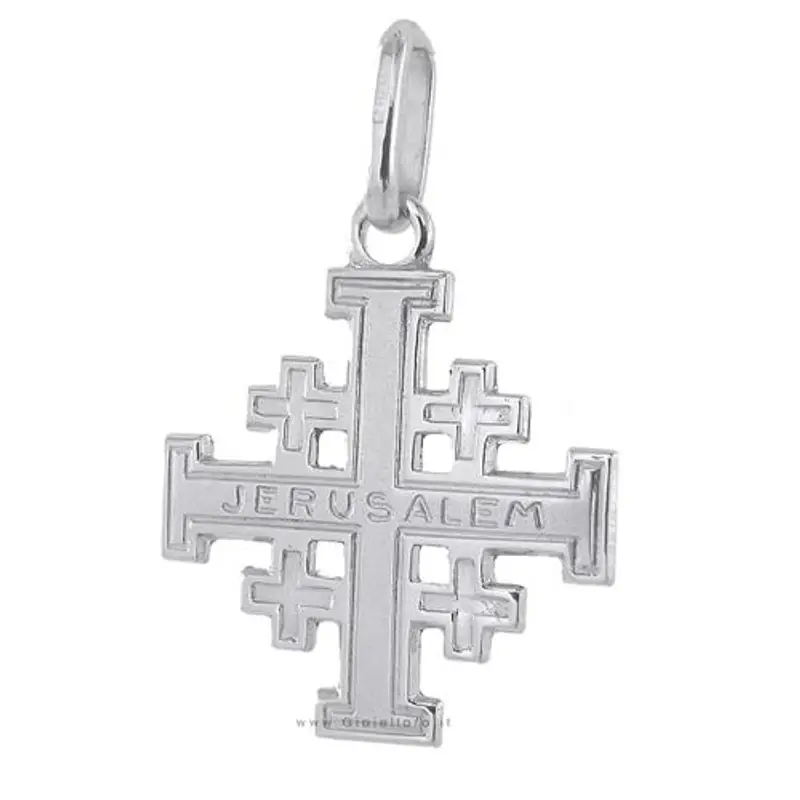 croce di gerusalemme in oro bianco 18 kt