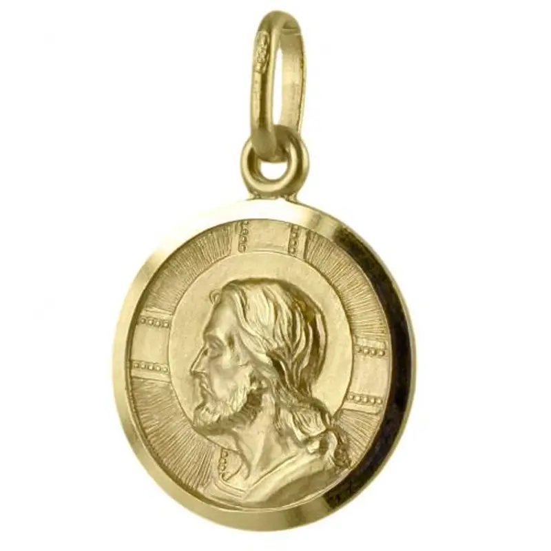 medaglia dio ti protegga in oro con cristo 15 mm