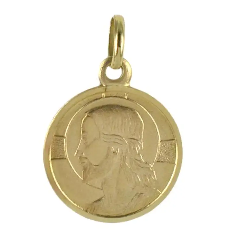 medaglia in oro con volto di cristo 14 mm