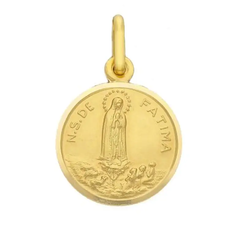 medaglia madonna di fatima in oro giallo 15 mm