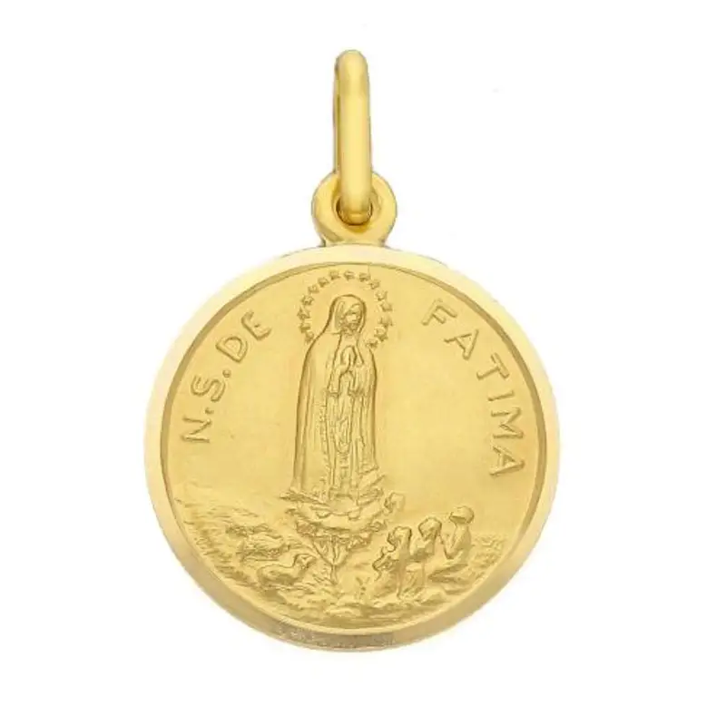 medaglia madonna di fatima in oro giallo 17 mm