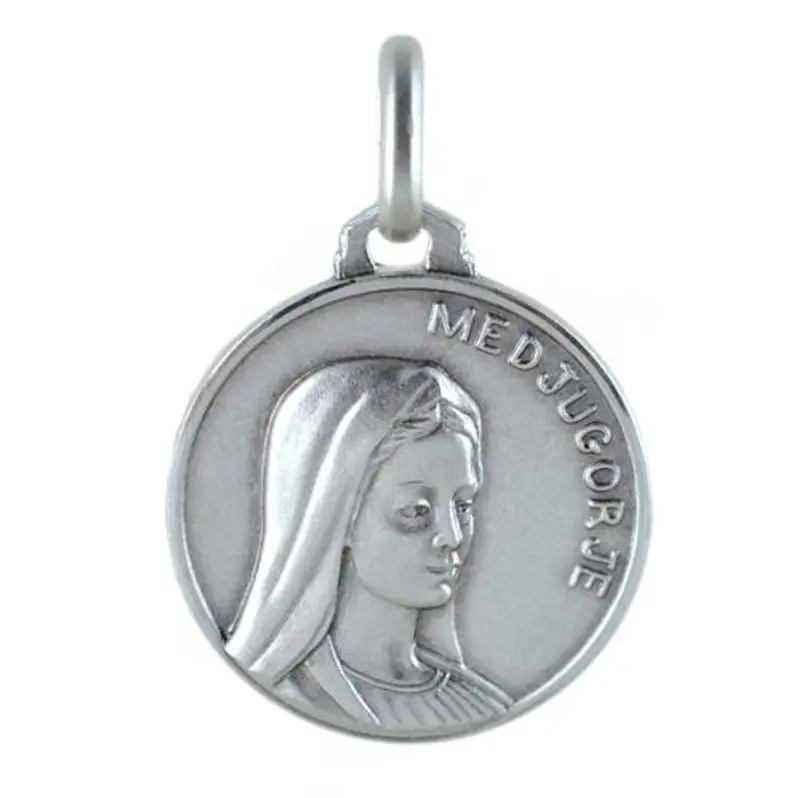 medaglia madonna di medjugorje in argento 21 mm