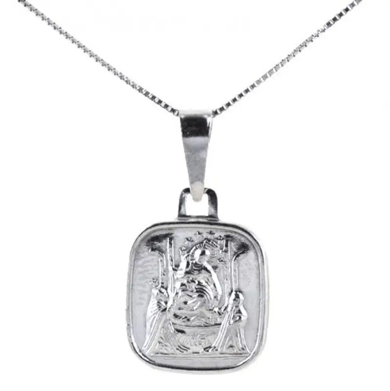 medaglia madonna di pompei in argento con collana