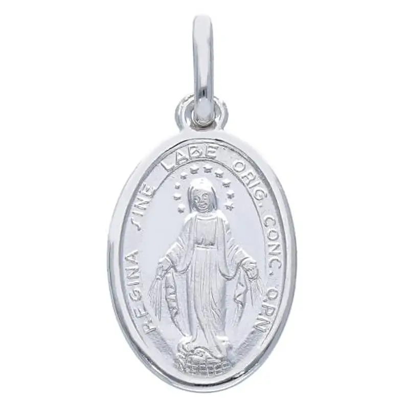 medaglia madonna miracolosa media in oro bianco 17x12 mm