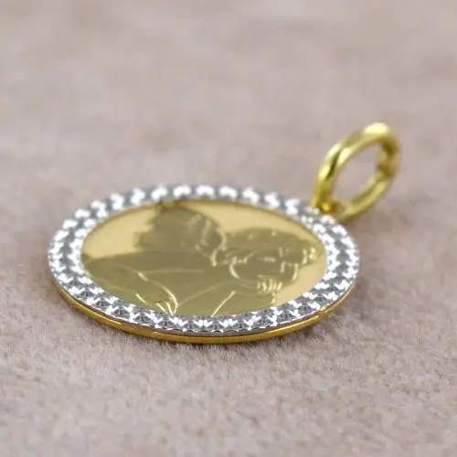 medaglia religiosa in oro giallo e bianco angelo cherubino miniatura 5