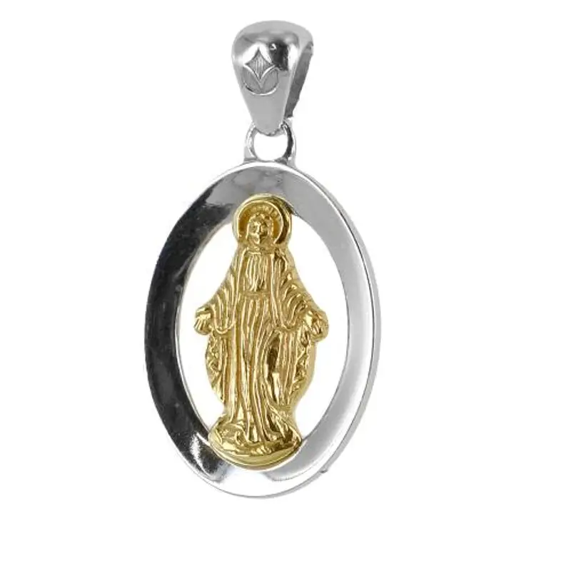 medaglia religiosa madonna miracolosa media particolare oro bianco e giallo