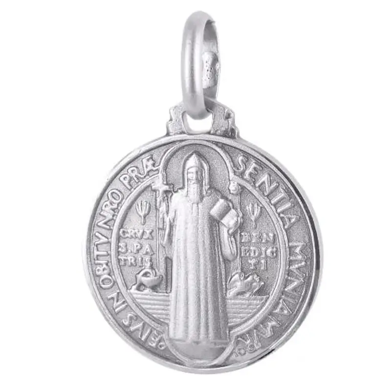 medaglia san benedetto in argento 16 mm