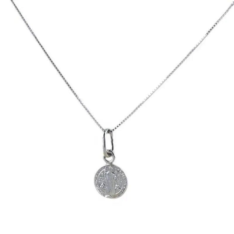 medaglia san benedetto in argento con collana