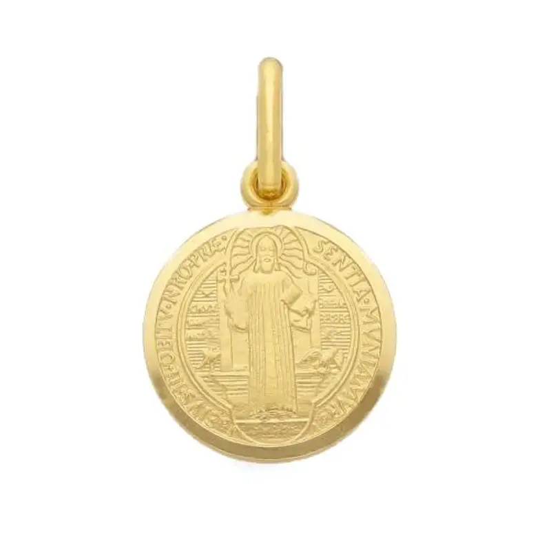 medaglia san benedetto in oro giallo 13 mm