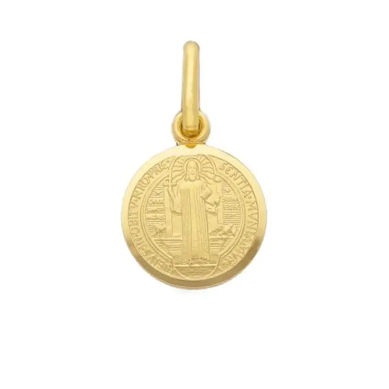 medaglia san benedetto in oro giallo mini 9 mm
