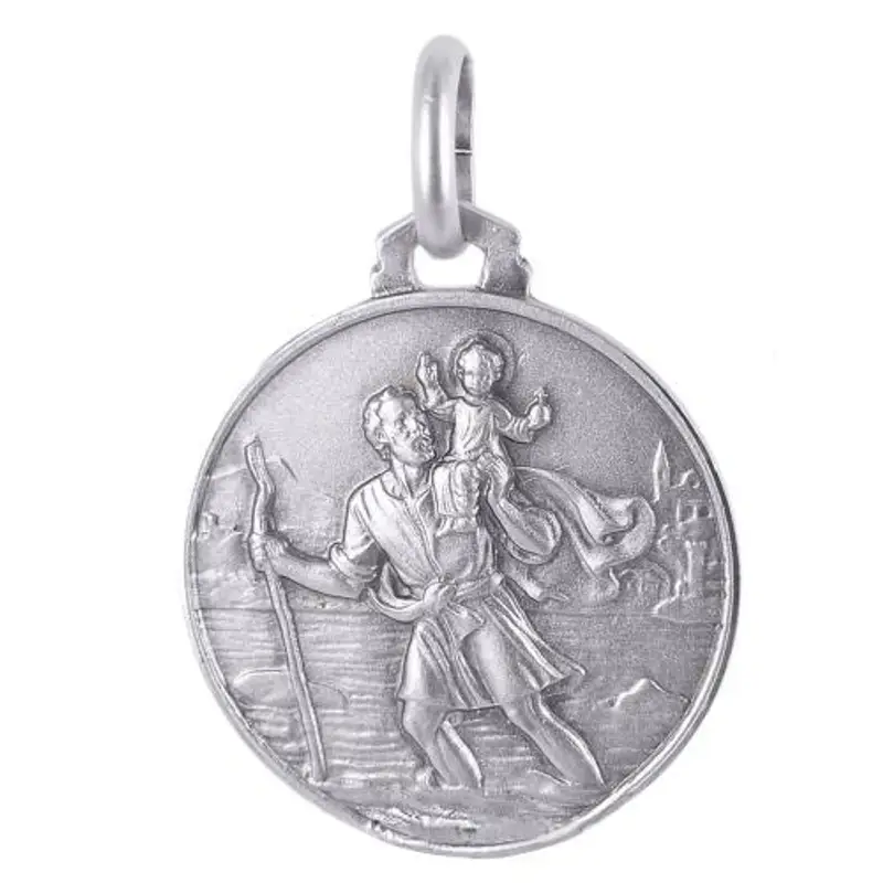 medaglia san cristoforo in argento 18 mm