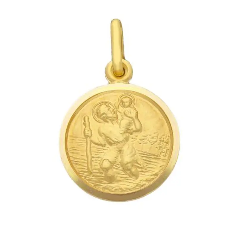 medaglia san cristoforo in oro giallo 15 mm