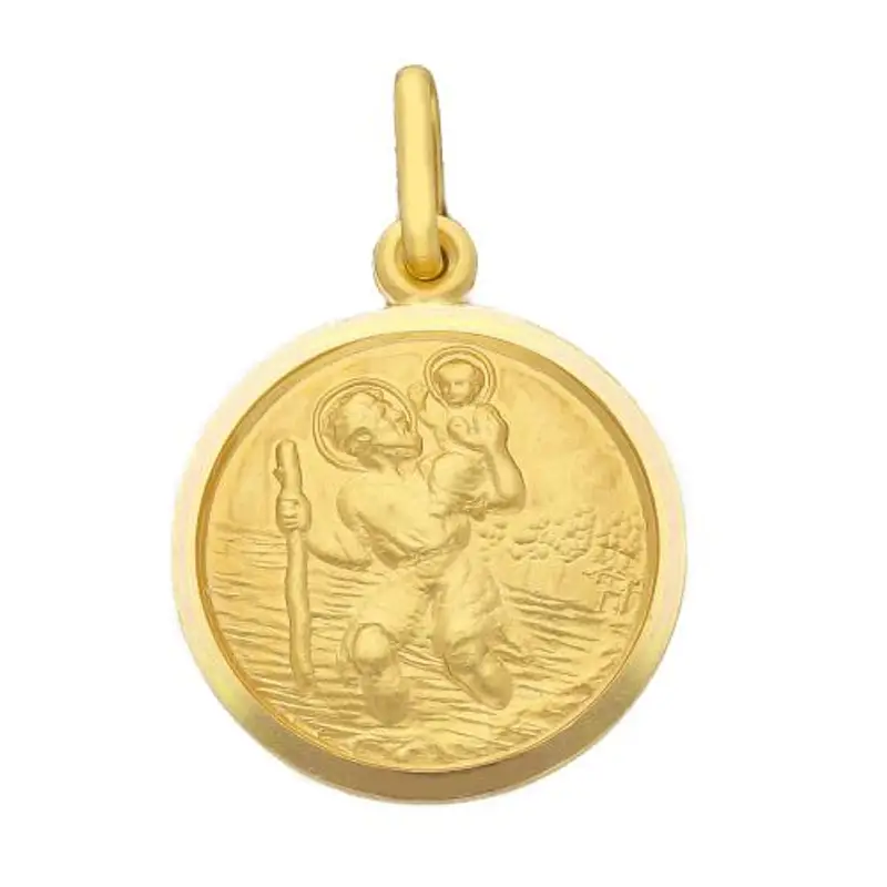 medaglia san cristoforo in oro giallo 17 mm