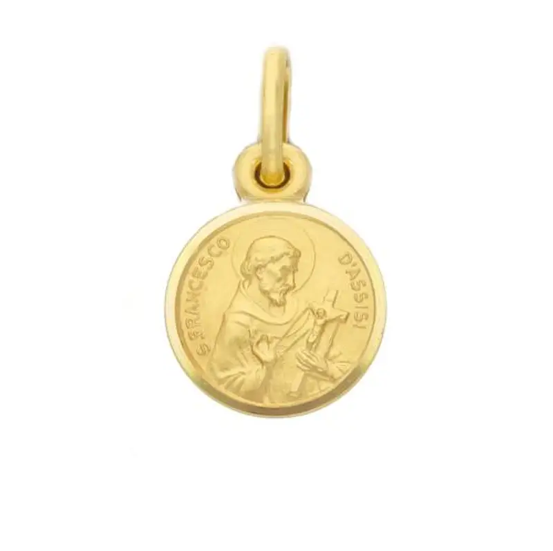 medaglia san francesco d'assisi in oro giallo 11 mm