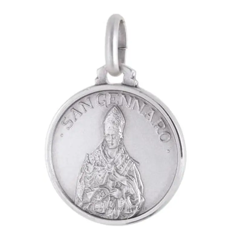 medaglia san gennaro in argento 18 mm