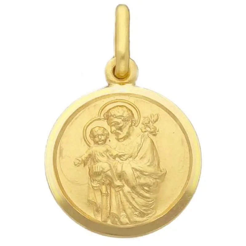 medaglia san giuseppe in oro giallo 18 kt 17 mm