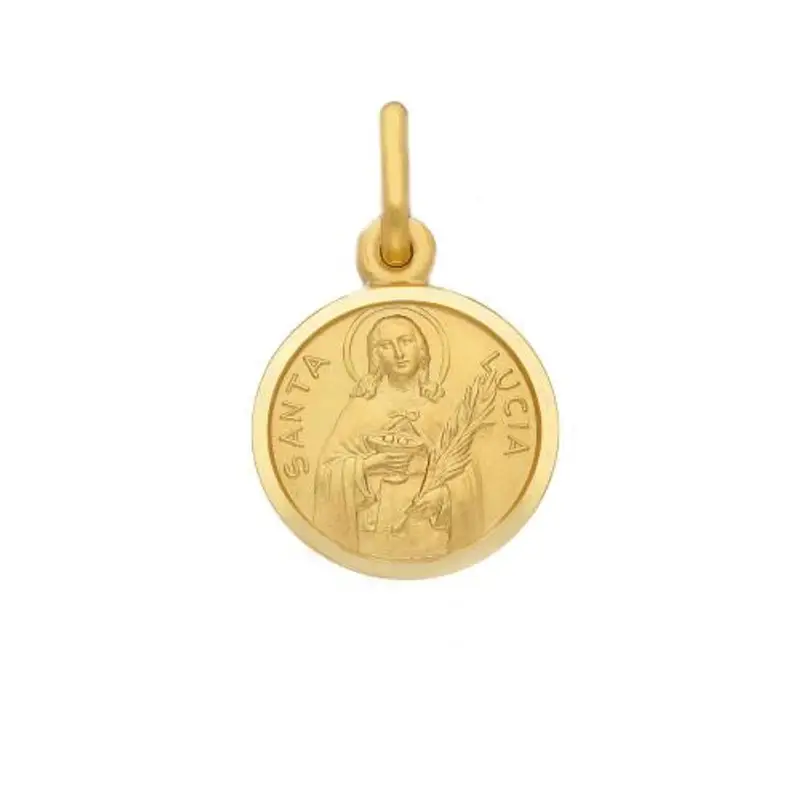 medaglia santa lucia in oro giallo 11 mm