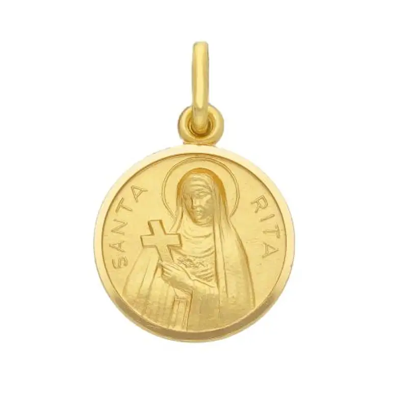 medaglia santa rita in oro giallo 15 mm