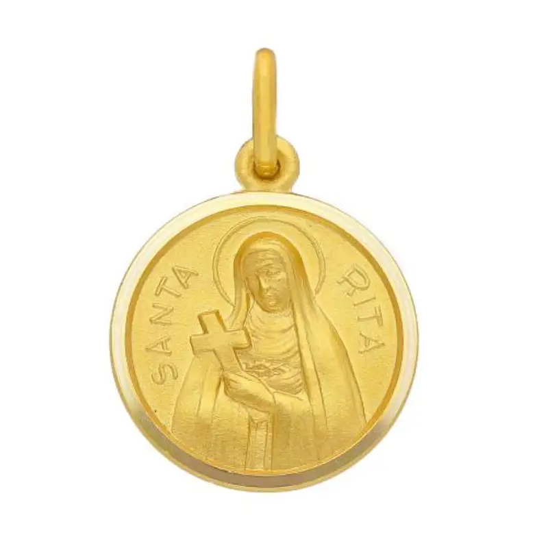 medaglia santa rita in oro giallo 17 mm