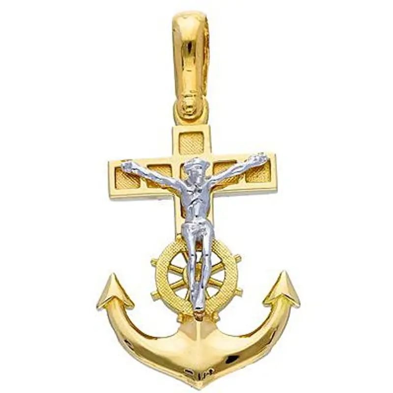 pendente cristo degli abissi in oro giallo e bianco