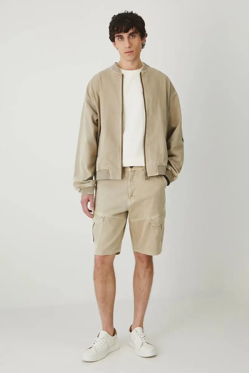 bomber in cotone uomo colore beige miniatura 2