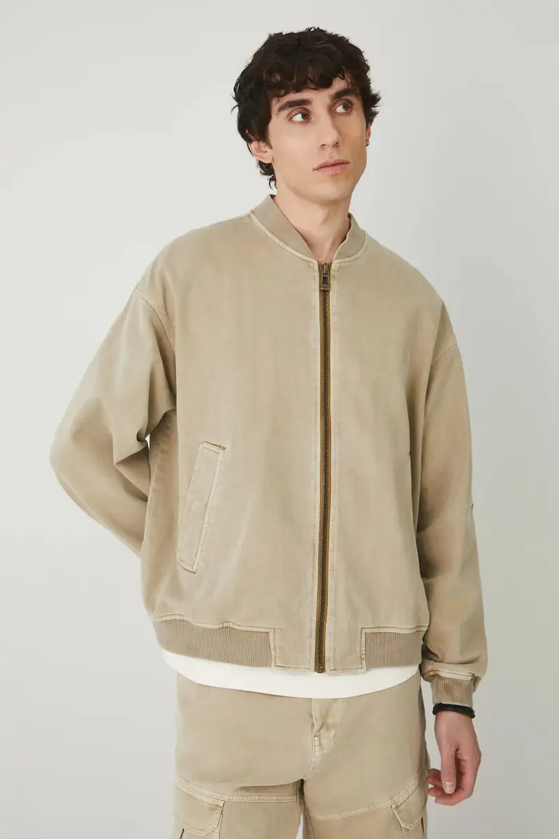 bomber in cotone uomo colore beige miniatura 4