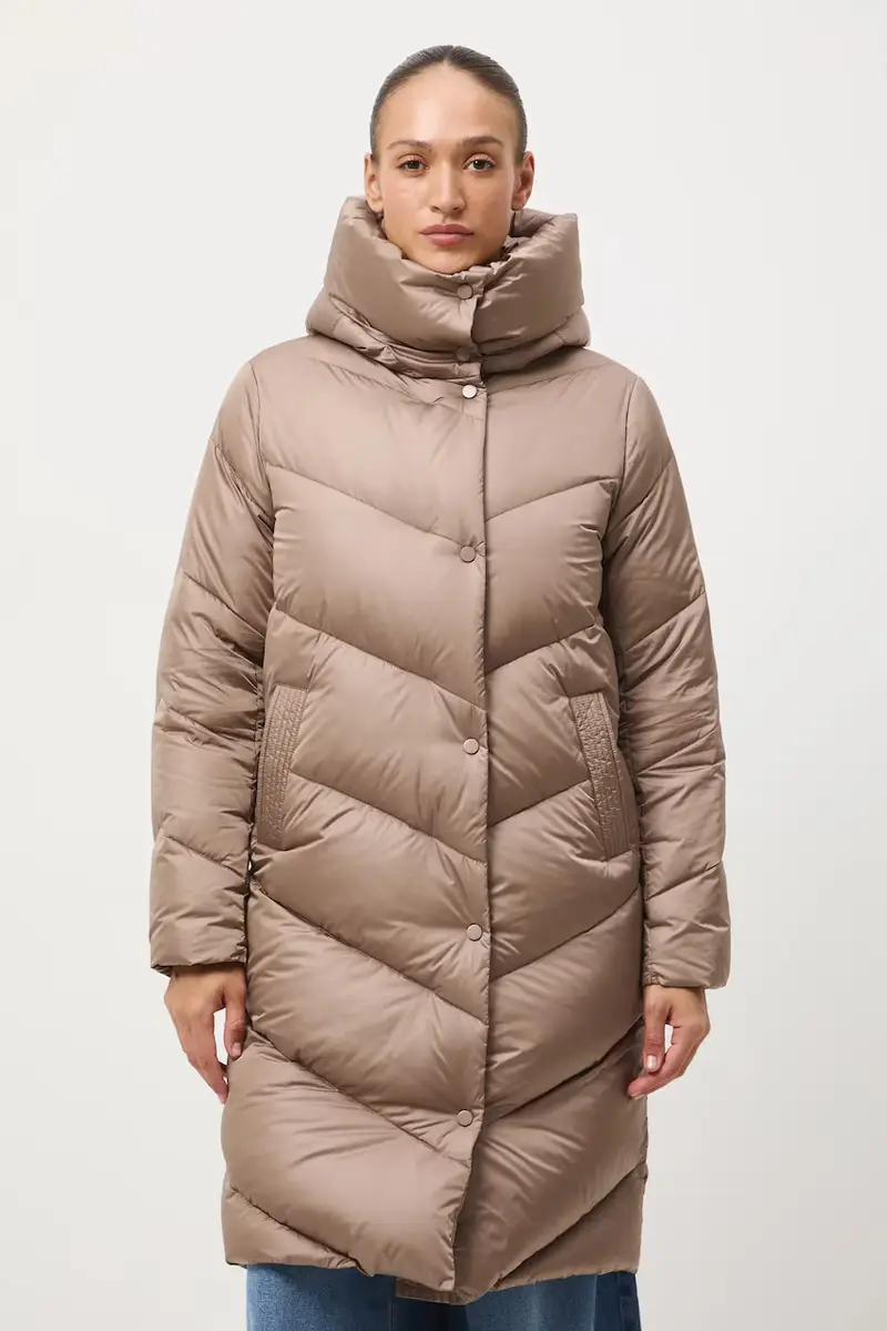 cappoto in piuma-piumino colore turchese Beige miniatura 4