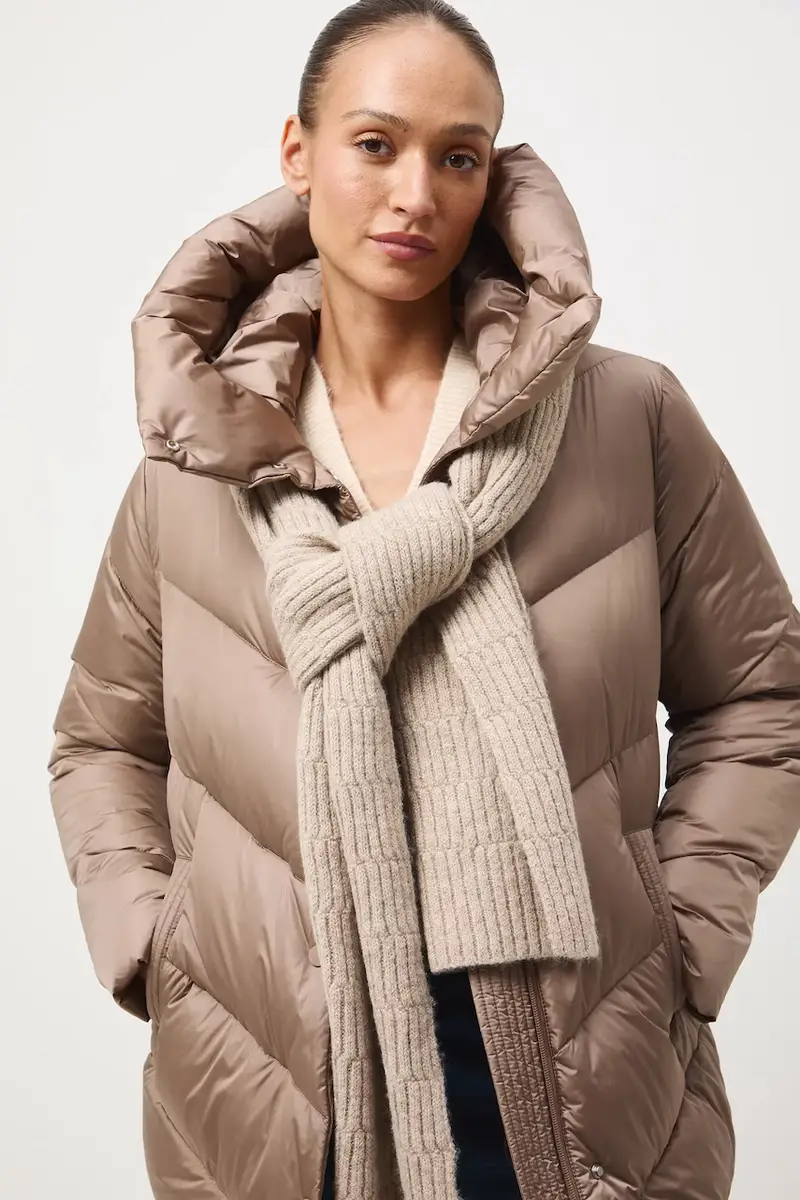 cappoto in piuma-piumino colore turchese Beige miniatura 5