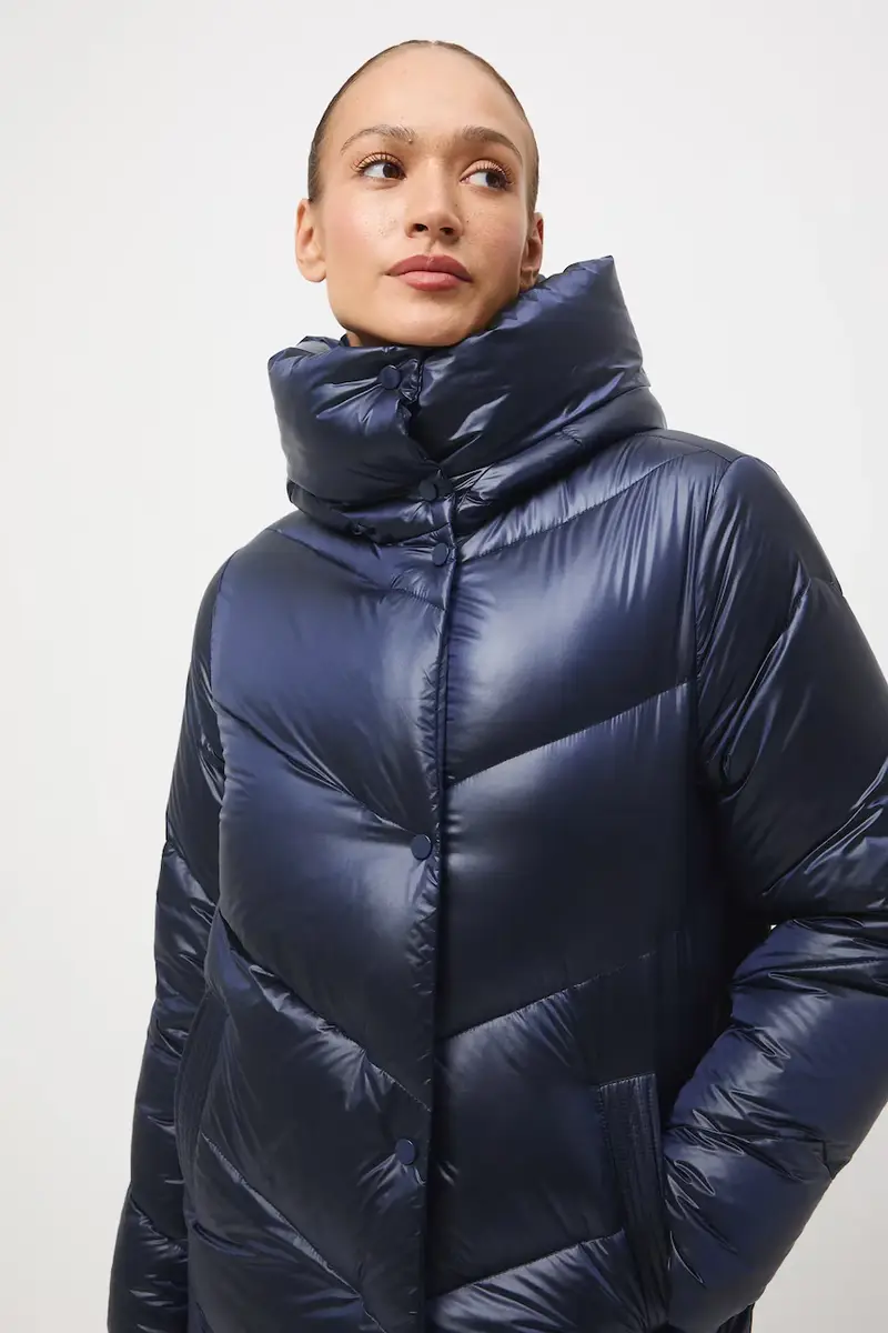 cappoto in piuma-piumino colore turchese Blu navy