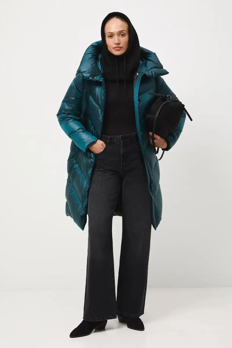 cappoto in piuma-piumino colore turchese Verde