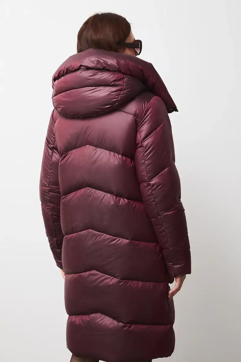 cappoto in piuma-piumino donna colore granata miniatura 3