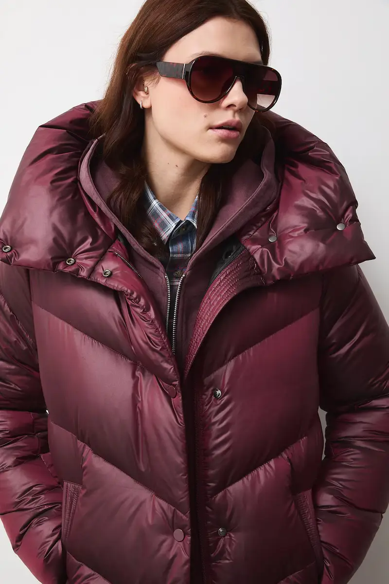 cappoto in piuma-piumino donna colore granata miniatura 4