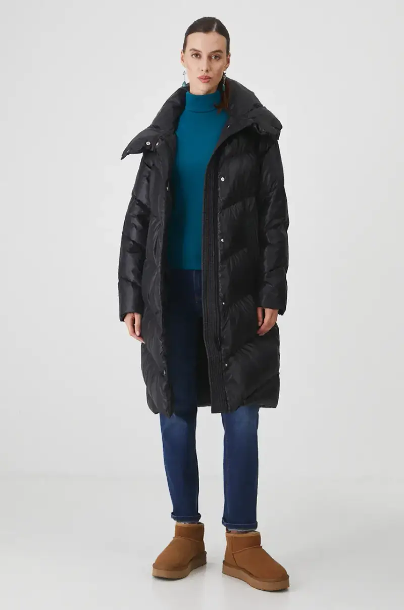cappoto in piuma-piumino donna colore nero miniatura 2