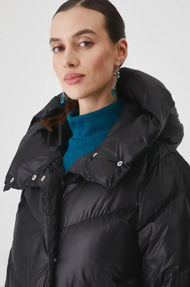 cappoto in piuma-piumino donna colore nero miniatura 5