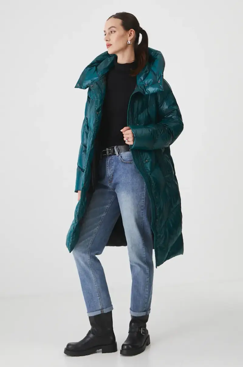 cappoto in piuma-piumino donna colore verde Turchese miniatura 2