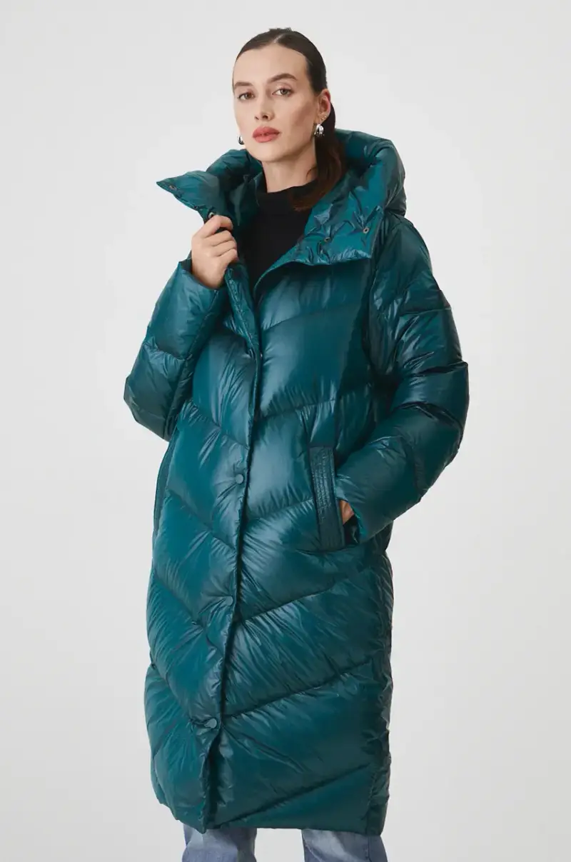 cappoto in piuma-piumino donna colore verde Turchese