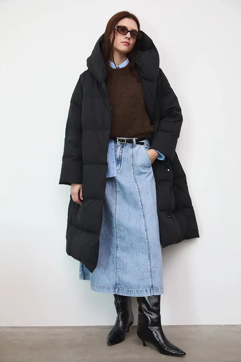 cappoto in piuma-piumino Nero miniatura 2