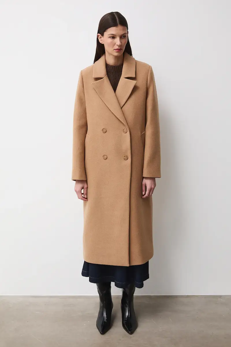 cappotto con aggiunta di lana Beige miniatura 2