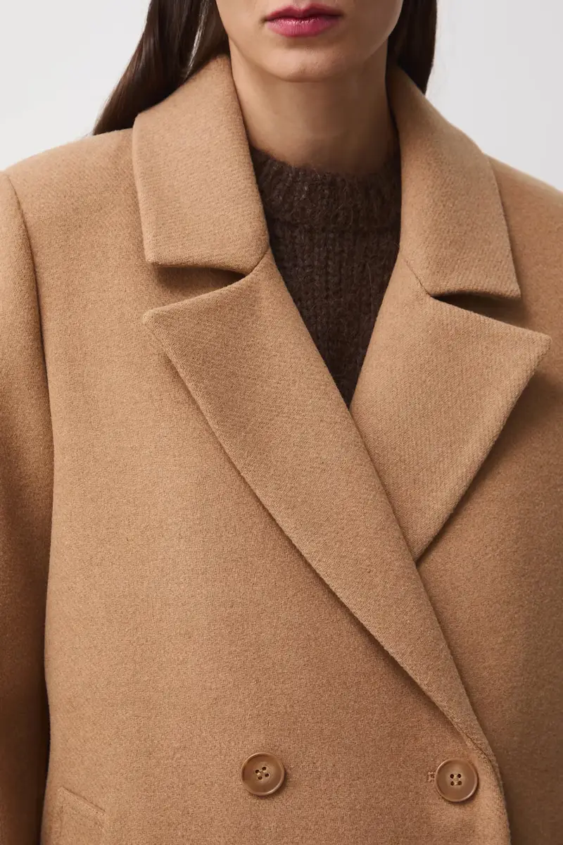 cappotto con aggiunta di lana Beige miniatura 5