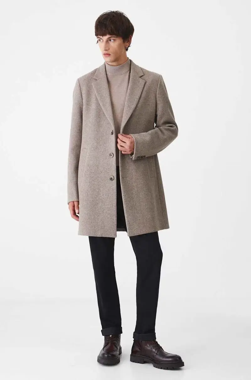 cappotto con aggiunta di lana Beige miniatura 2