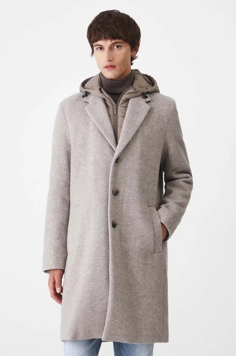 cappotto con aggiunta di lana Beige miniatura 2