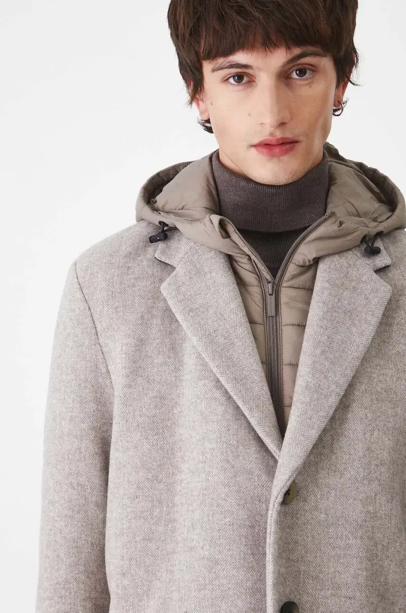cappotto con aggiunta di lana Beige miniatura 4
